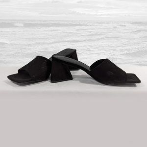CLEARANCE! ASOS Geometric Square Toe Black Suede Slide Sandals